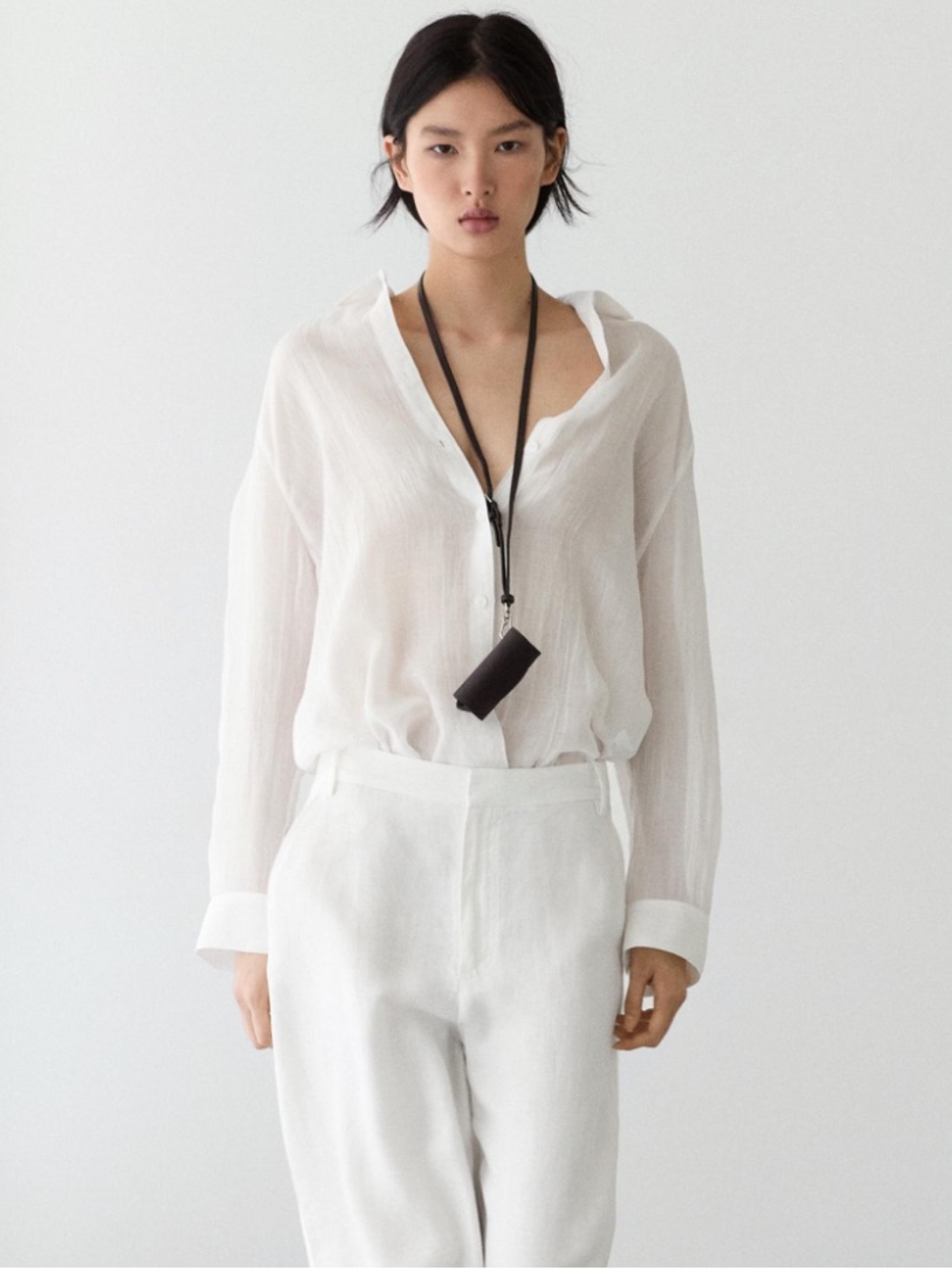 Massimo Dutti NWT FLOWING SHIRT WITH SHIRT COLLAR white XS 5188/777